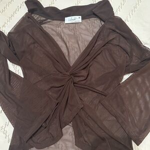 Elegant Brown Mesh Blouse
